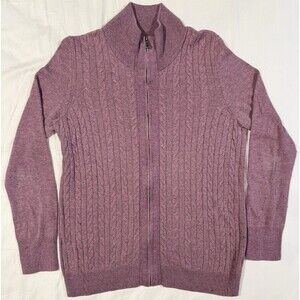 Talbots Cardigan Sweater Cable Knit Y2K Coastal Preppy Cottage 90s Purple Large